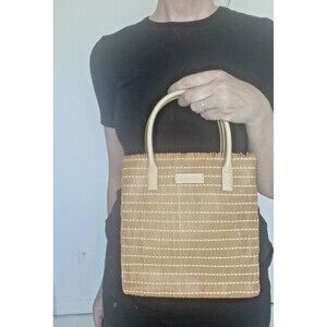 Vintage Calvin Klein Collection LEATHER fringe woven bag. Super cute for summer!